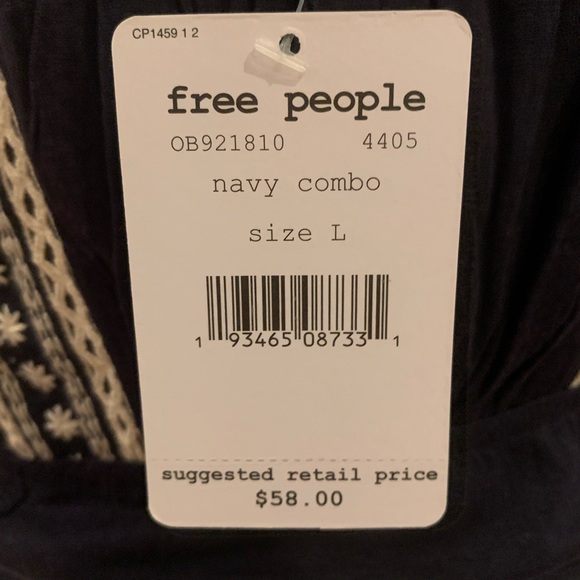 XS NWT Free People Hill Top Crop Embroidered Navy - Picture 11 of 11